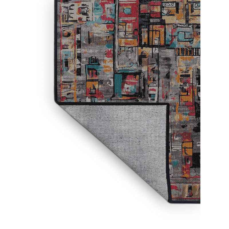 Machine Washable Brown Area Rug, Square 8'