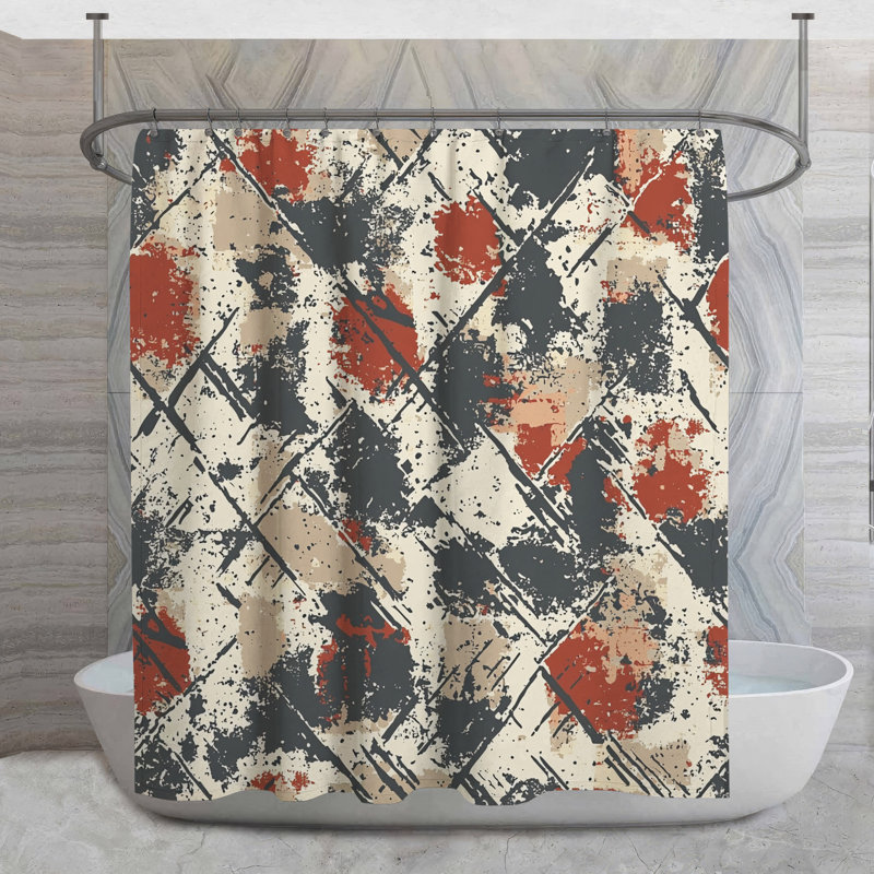 Rustic Pattern Shower Curtain -  Abstract Bathroom Decor Rustic, 84"H x 70"W