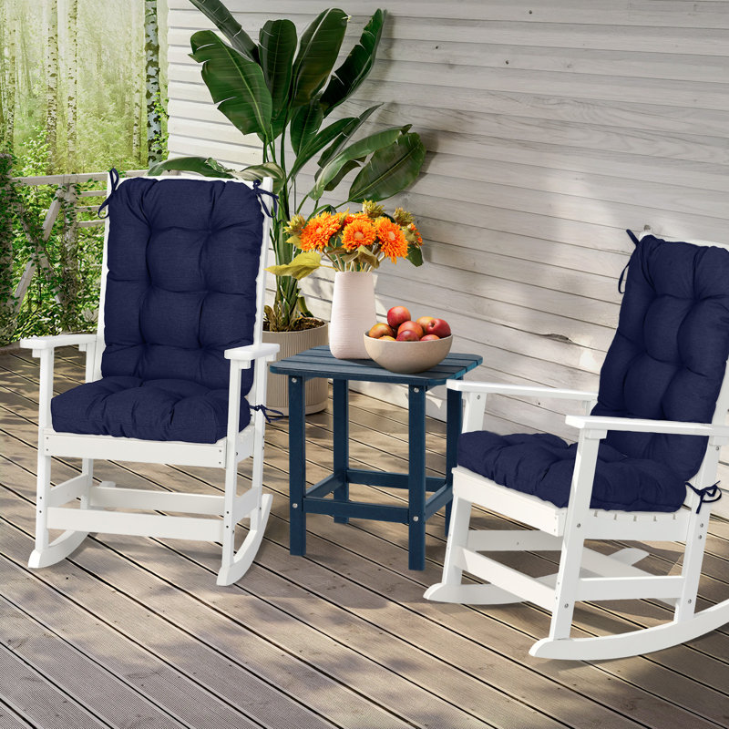  Aoodor Outdoor Tufted Back Cushions Patio Replacement Chair Cushion, Dark Blue