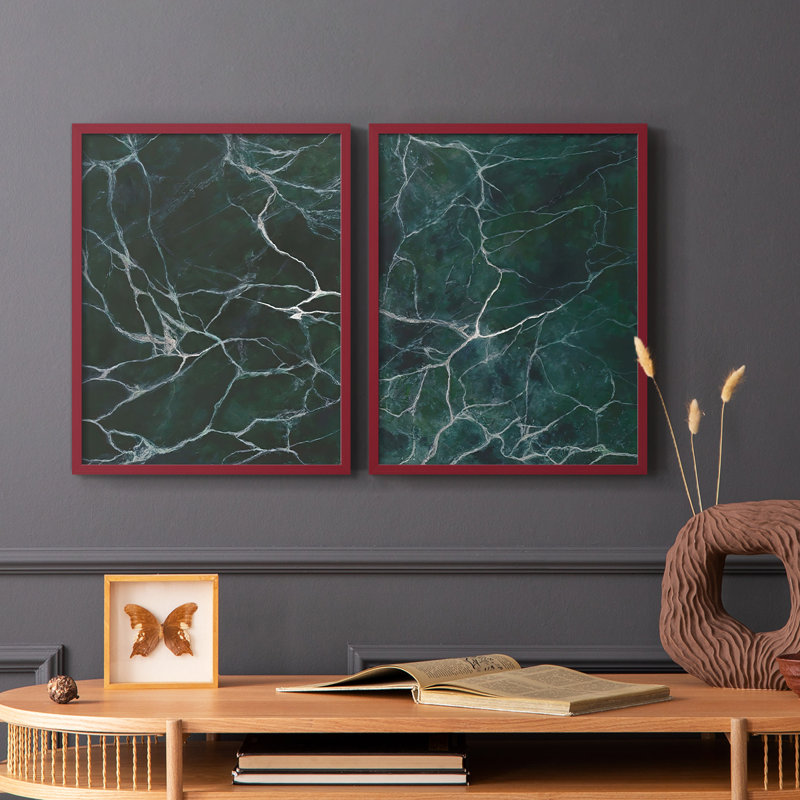 Jade Marble I - impression encadrée de qualité supérieure - prête à être accrochée - aucun clou requis - aucun clou requis