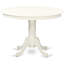 Ensemble de table de cuisine 3 pièces pour petits espaces comprenant une table ronde avec piédestal et 2 chaises rembourrées en similicuir blanc, lin blanc-655403505-655403504-589976468