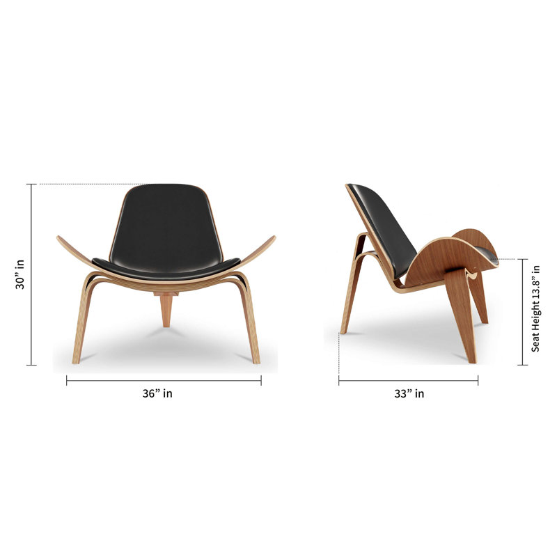Fauteuil Arch Shell, Cuir noir