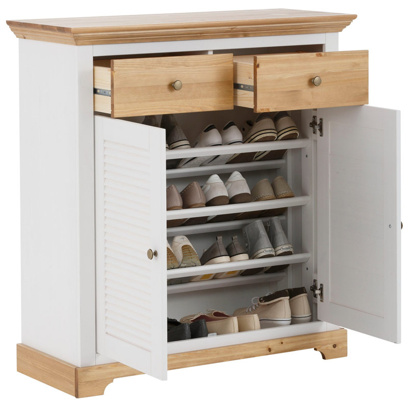 Solid Wood 94.2cm W 2 - Drawer Chest of Drawers, White/Oiled