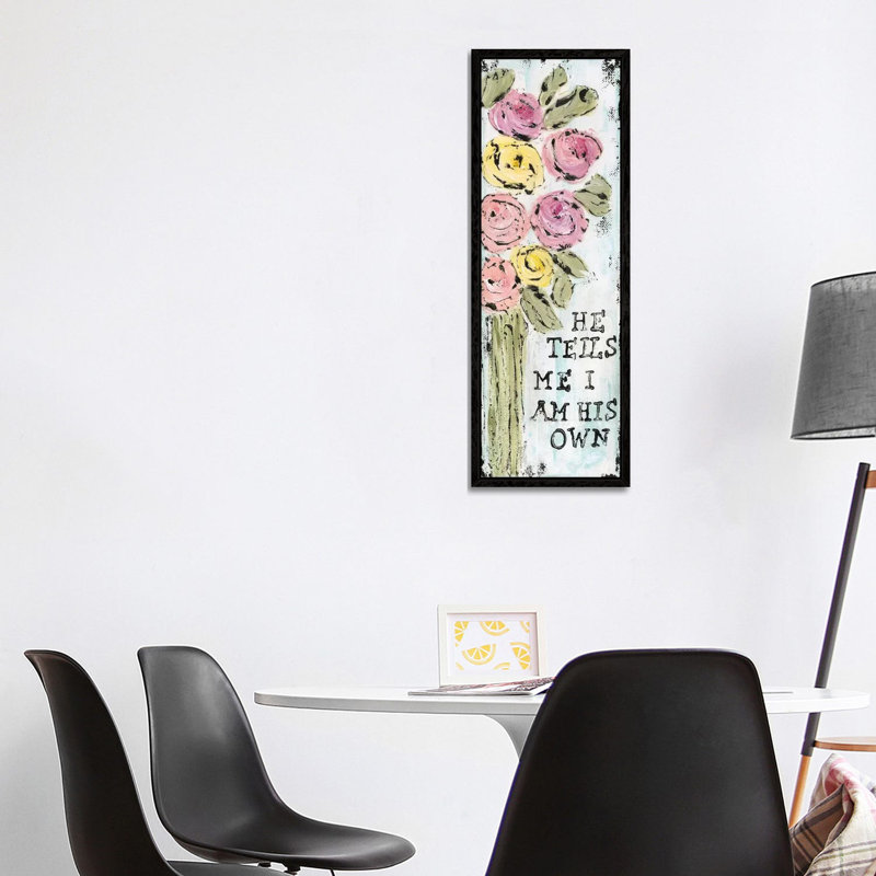 Floral Bouquet by Ashley Bradley - Panoramic Painting on Canvas, Black Framed, 121.92 cm H x 40.64 cm W
