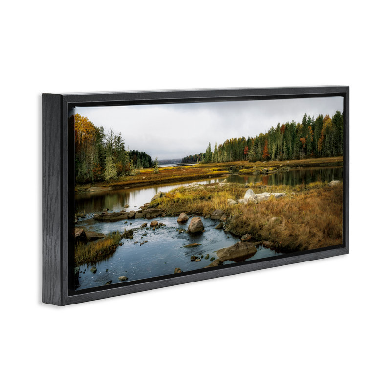 Cadre flottant Low River Tide View, par D. Burt, H 14 po x l 31 po, Cadre flottant noir de jais
