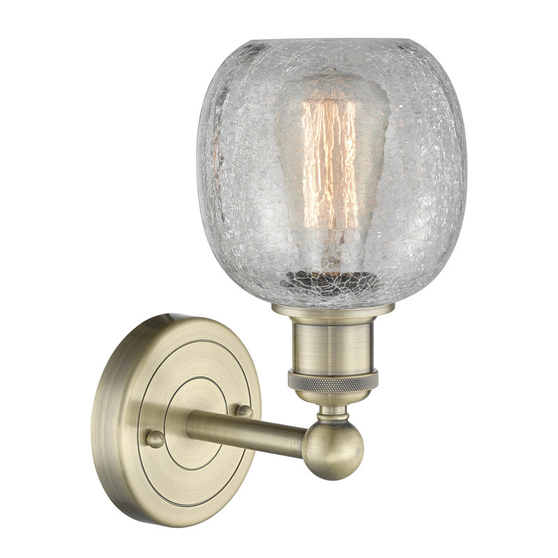 Cheraw Armed Sconce, Clear Crackle, Antique Brass
