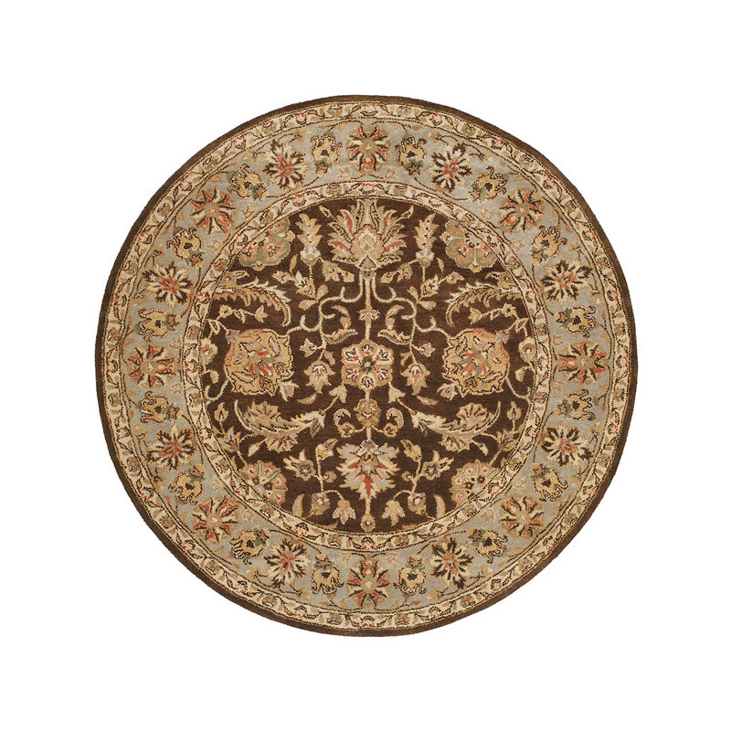Wool Oriental Area Rug in Brown, Round 4'