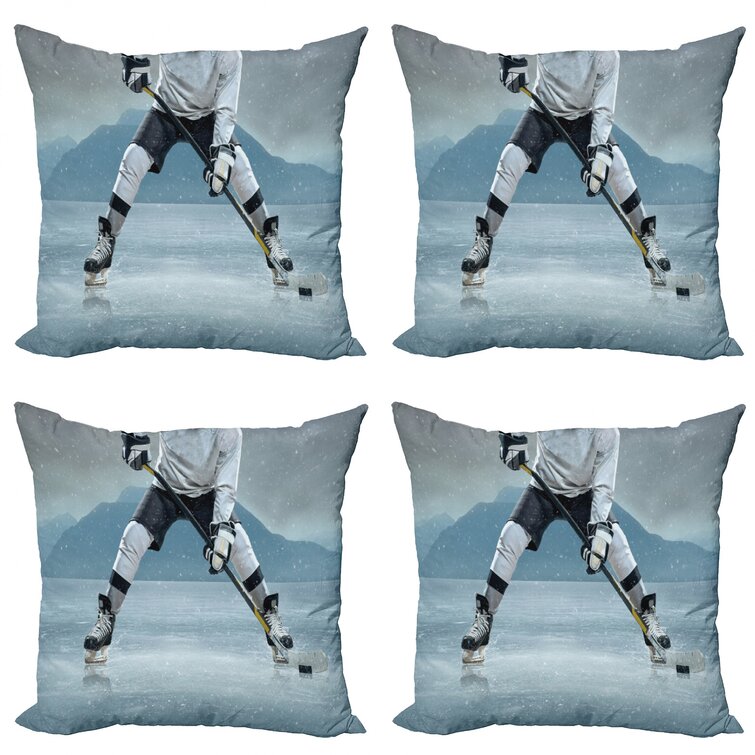 Hockey Throw Pillow Cases Cushion Covers by Ambesonne Home Decor 8 Sizes