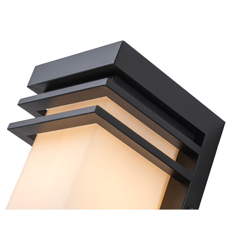 Ensemble de 12 appliques murales d'extérieur 12 po avec verre givré blanc, douille E26, Black No Sensor, Paquet de 1