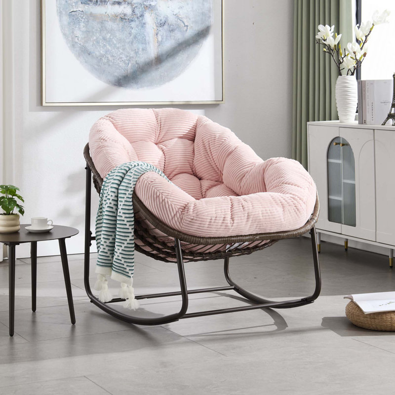 Chaise berçante, Velours côtelé rosé