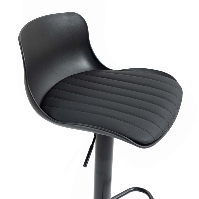 Modern PU Leather Adjustable Counter Height Swivel Barstools(Set Of 2), Black