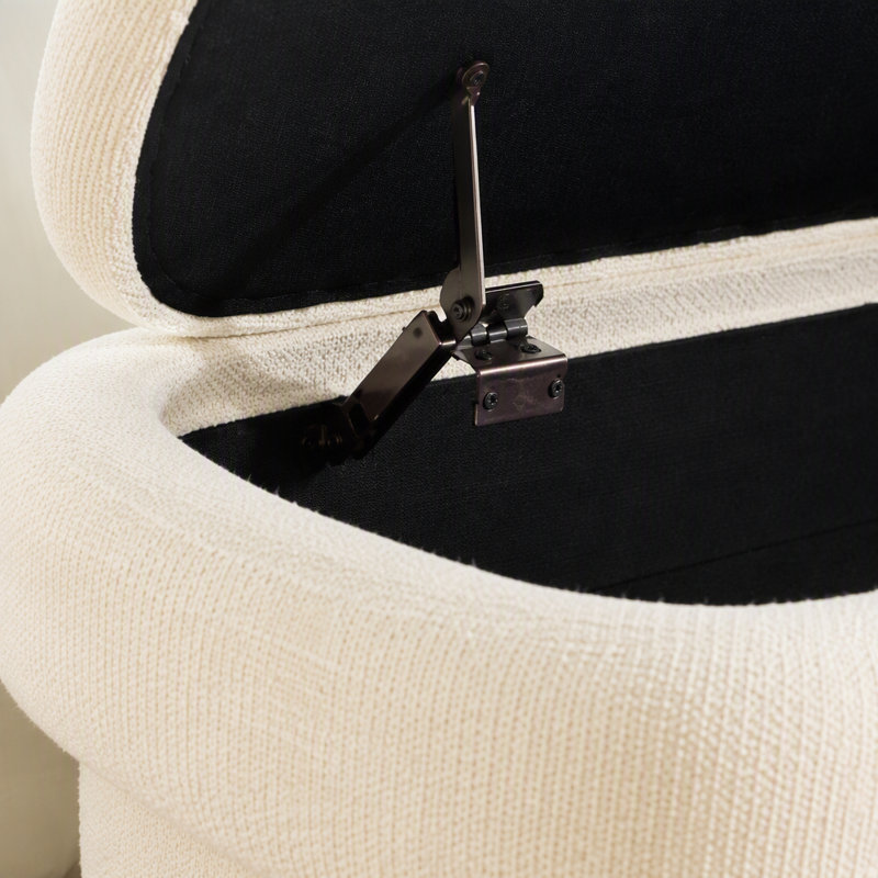 Banc de rangement moderne avec repose-pieds ovale en chenille beige, assise rembourrée de 48,8 po pour la chambre et le vestibule