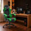 Fauteuil de jeu ergonomique de type course avec repose-pieds rétractable, accoudoirs articulés, inclinaison à 135°, hauteur réglable, pivotement à 360°, charge maximale de 181 kg (400 lbs) pour le bureau et le jeu.-671185117