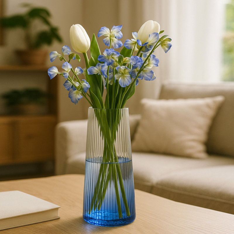 Empire Handmade Glass Table Vase, Blue