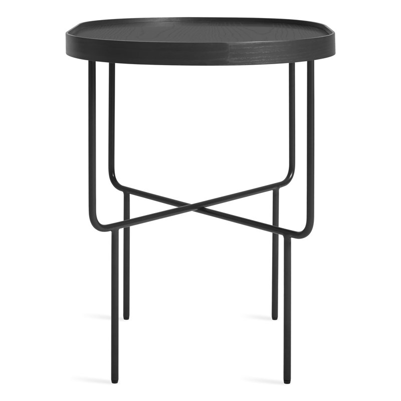 Roundhouse Solid Wood End Table, Black, Black