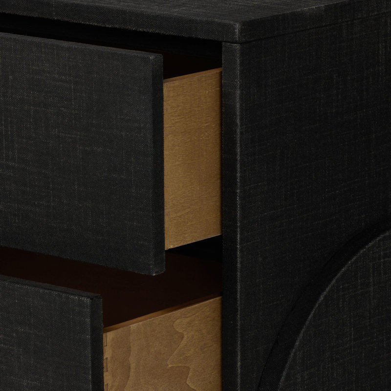 Cressida Nightstand-Linen, Black Linen