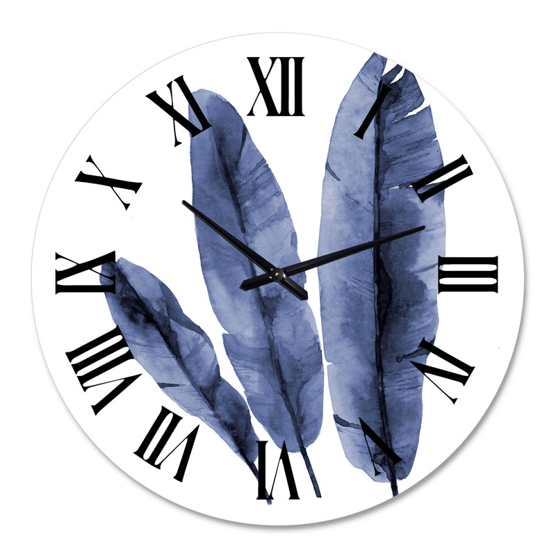 Horloge murale - Feuilles de bananier tropical bleu marine, Grand