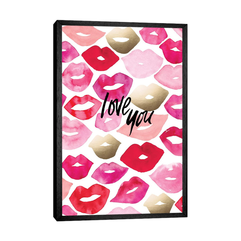 Valentine Lips by Sara Berrenson - Print on Canvas, Black Framed, 66.04 cm H x 45.72 cm W