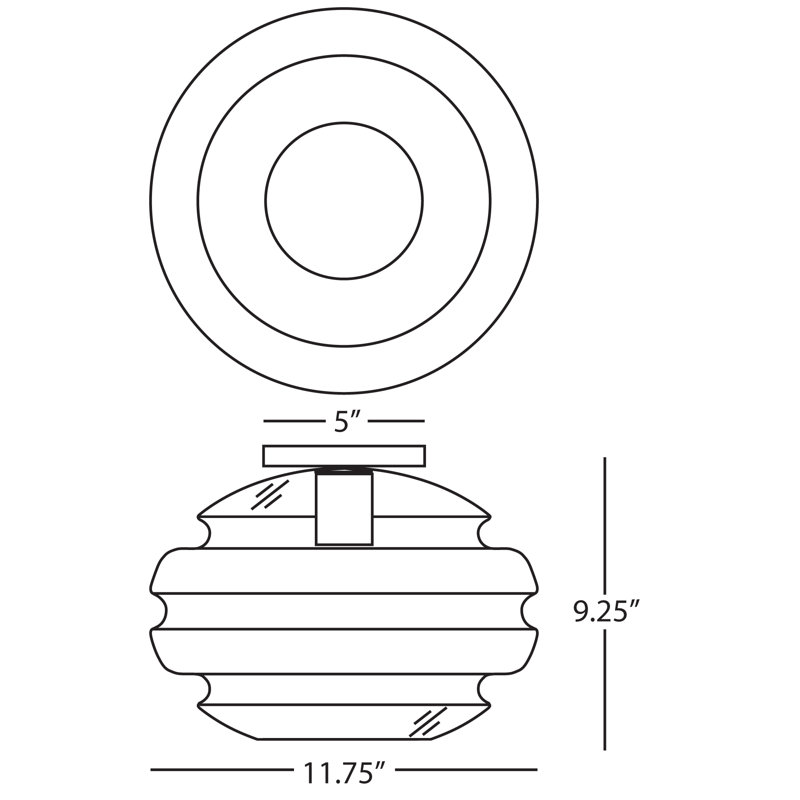 Plafonnier encastré 11,75 po Horizon, Gris