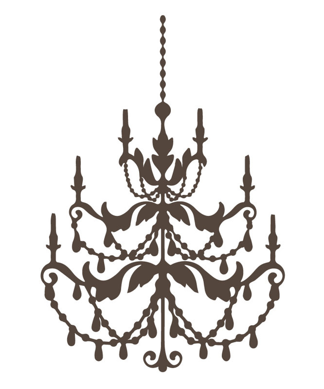 Décalcomanie murale lustre française, H 48 po x l 33 po x P 0,01 po, Brun