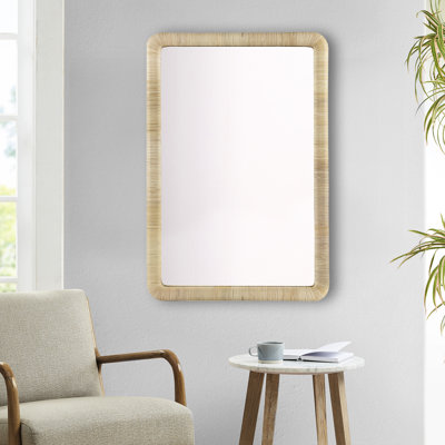 Miroir naturel rectangulaire 26 po x 39 po pour l'entrée, faisant une entrée charmante, peut être accroché dans les deux sens, et la chambre à coucher rectangulaire en verre suspendue 26 po x 39 po ajoute une touche de chaleur dans toutes les directi