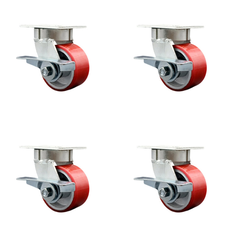 Ensemble de roulettes pivotantes, Rouge