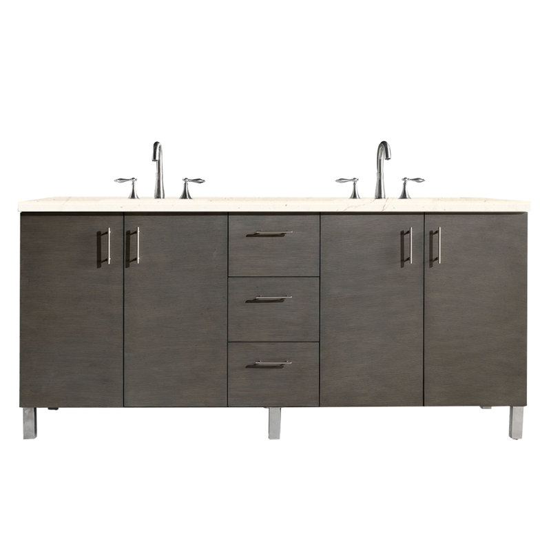 Dodie 72'' W Double Vanity, Eternal Jasmine Pearl, Silver Oak