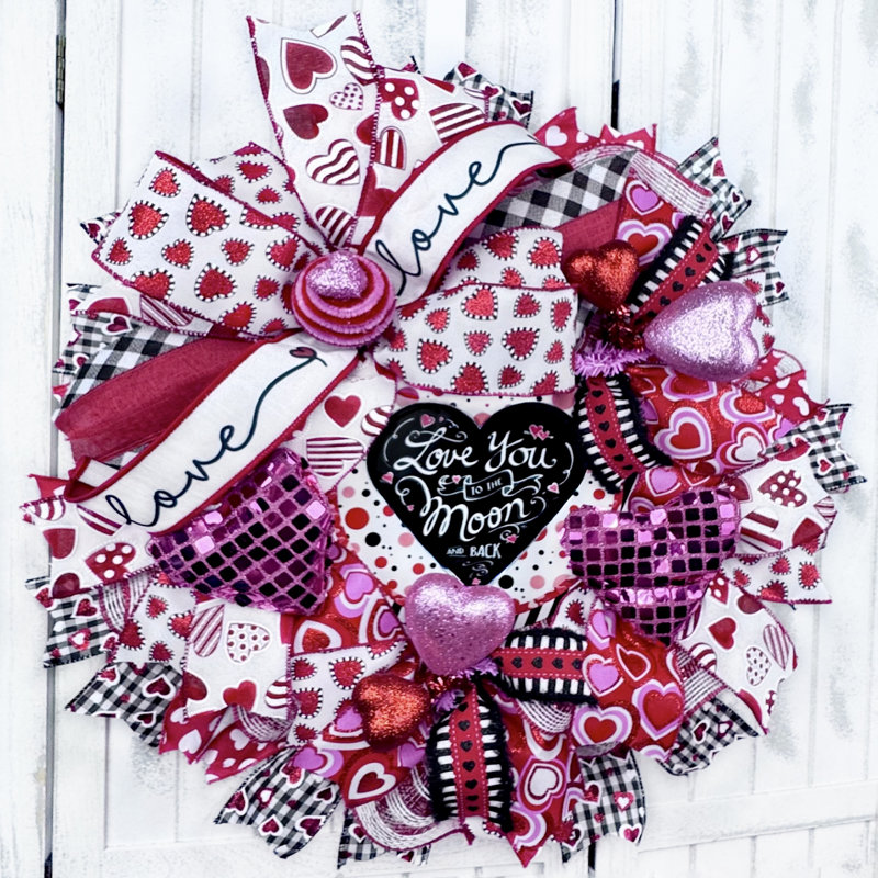 Couronne en maille 18 po Love You To The Moon And Back Valentines Day