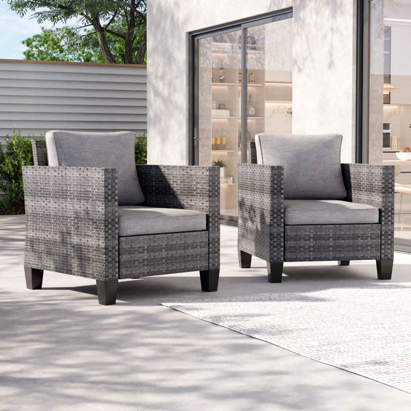 Chaise de patio avec coussins Goldwin, Gris, Lin gris