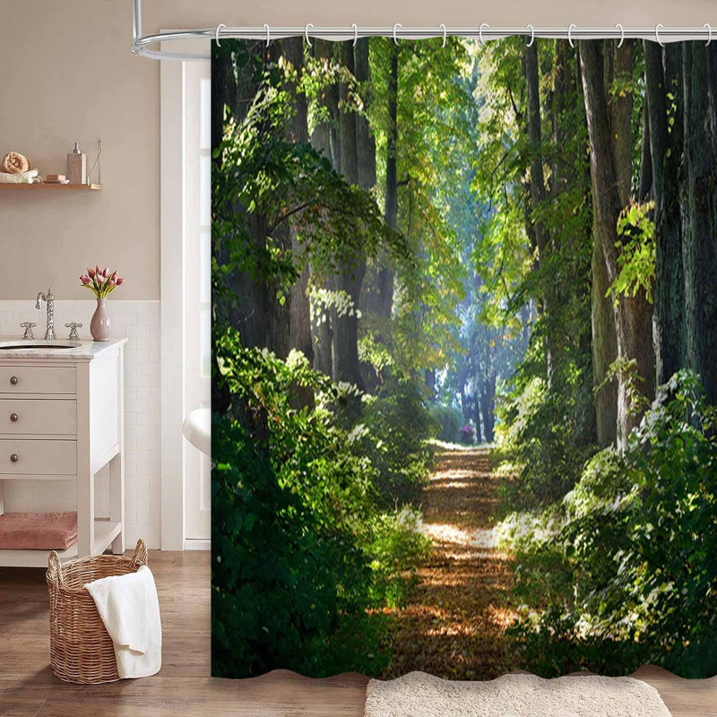 Rideau de douche vert imperméable, rideaux de douche pour la salle de bain avec 12 crochets, 72" L x 78" W