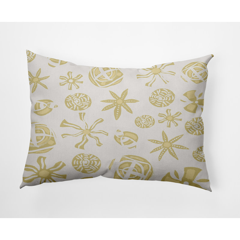 Geometric Outdoor Reversible Throw Pillow, Yellow