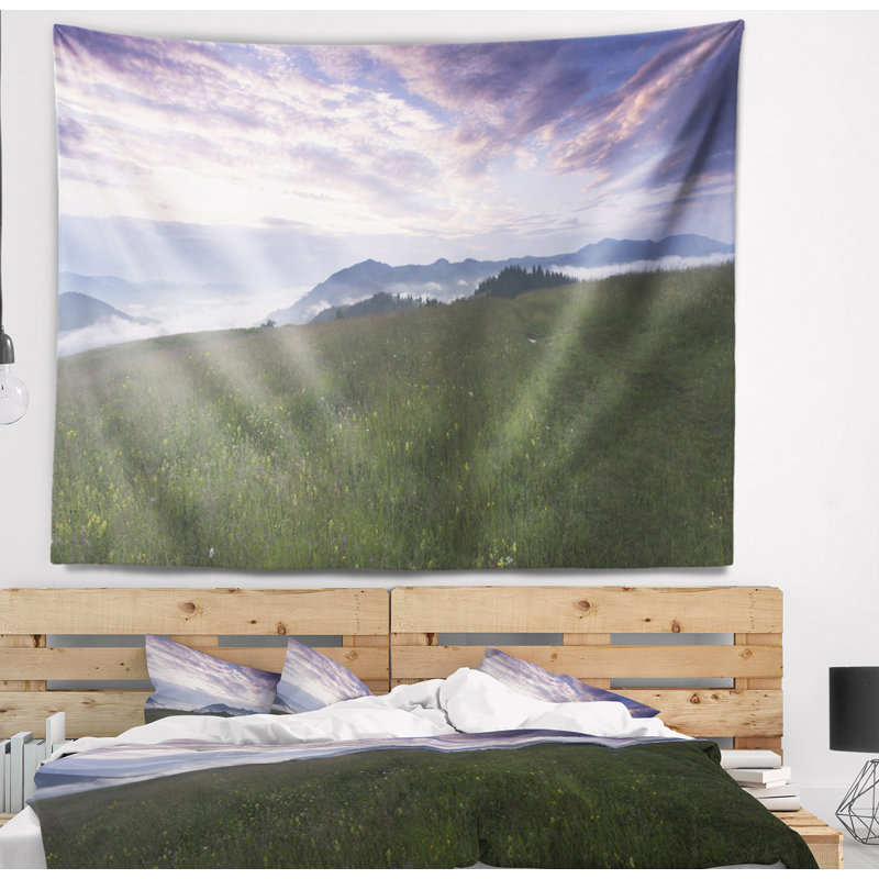 Tapisserie paysage paysage de montagne, H 78 po x l 92 po