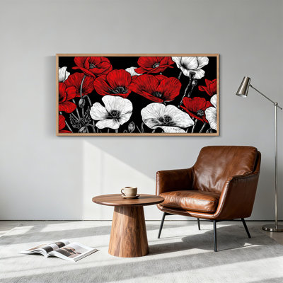 «Red and White», reproduction d'art sur toile encadrée de 1 pi 48 po x 24 po