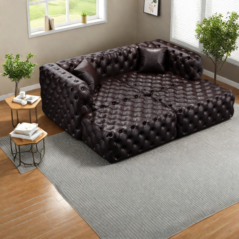 Canapé modulaire à compression en similicuir
