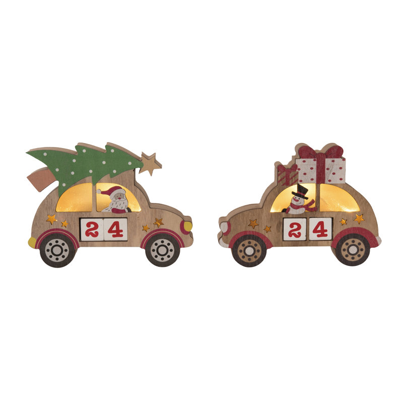  Ensemble de 2 décorations de Noël en MDF pour père Noël / bonhomme de neige