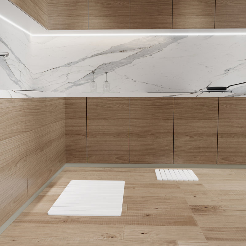 Ensemble de tapis de cuisine à séchage rapide Diatomite, Blanc naturel