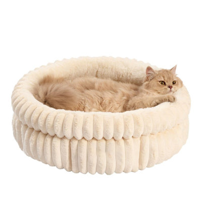 Lit pour chat, lit pour chat rond, lavable pour chats d'intérieur, lit super doux en fausse fourrure pour chiot et chaton