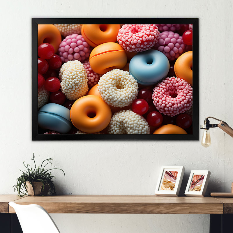 «Colorful Pop Art Candy II», reproduction sur toile, H 24 po x l 32 po x P 1 po, Cadre simple noir