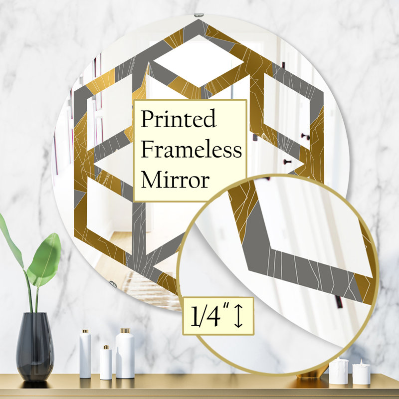 Miroir mural hexagonal étoile à motif polygone, 23,6 po x 23,6 po