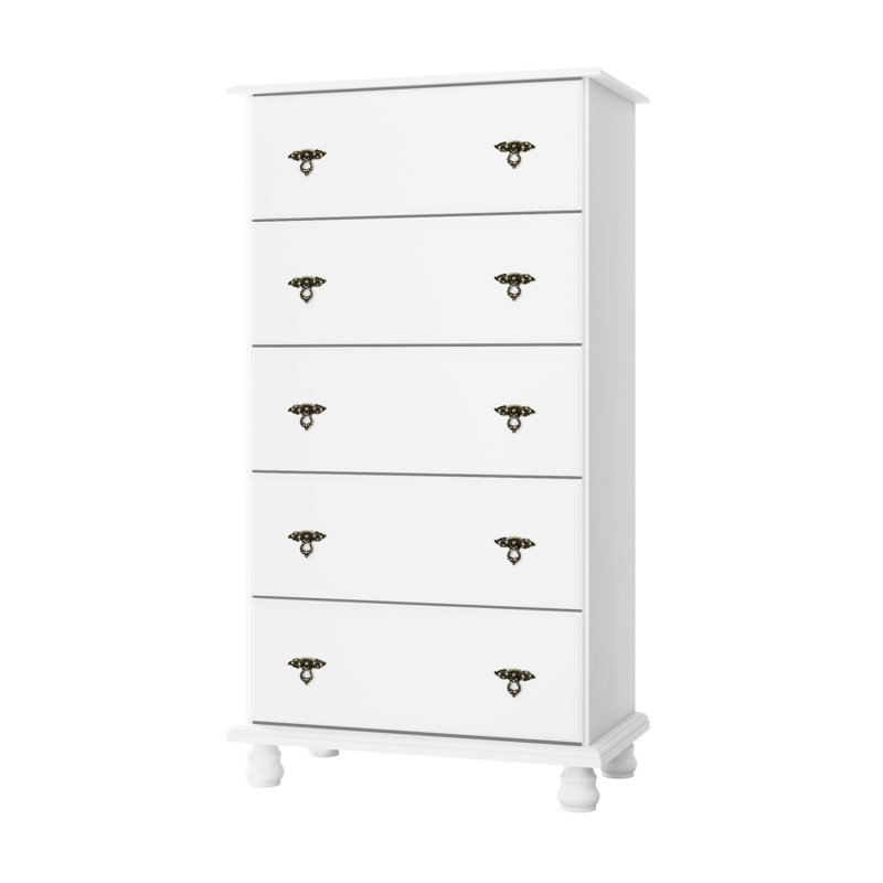 Commode 5 tiroirs Keithsburg, Blanc