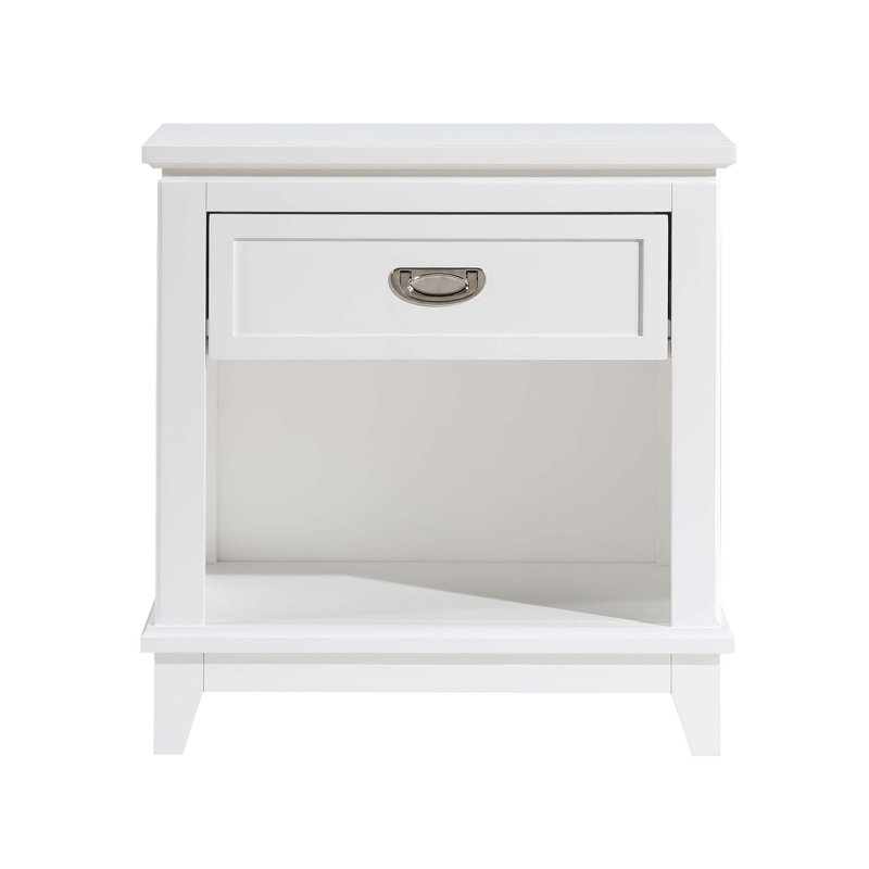 Table de chevet 1pc avec tiroir de rangement et tablette inférieure, Blanc