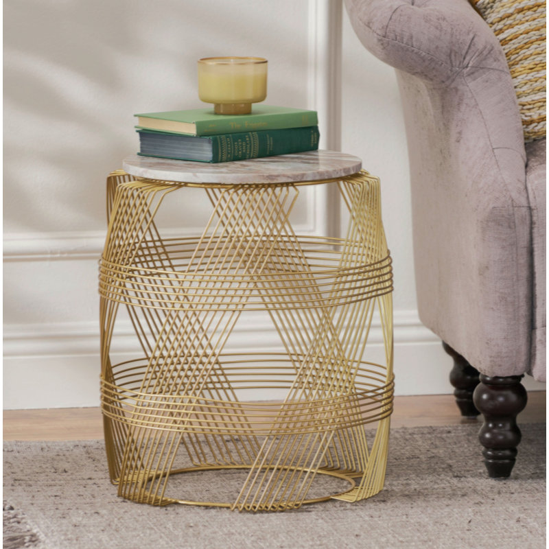 TABLE ROND WIRE AVEC PLATEAU EN MARBRE