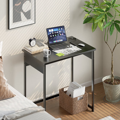 Compact Minimalist Writing Desk–Sturdy Metal Frame Computer Table for Small Spaces,Bedroom,Home Office