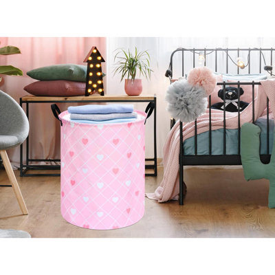 Round Heart Valentine's Laundry Gift Basket Storage Hamper, Clothes Storage Organizer Bins, Shelf Basket With Handles For Room Decor