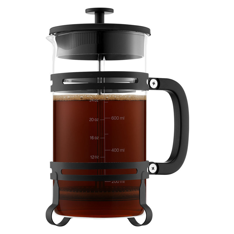 French Press Coffee Maker, 1 Liter Borosilicate Glass Coffee Press Tea Maker with Stainless Steel Filter, Large Glass French Presses Cold Brew for Camping Travel Home Kitchen