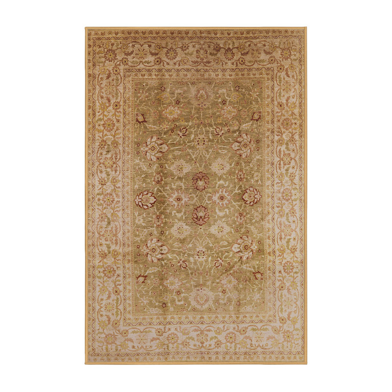 Tapis oriental ivoire / brun clair Skarthi, Rectangle 7 pi x 9 pi