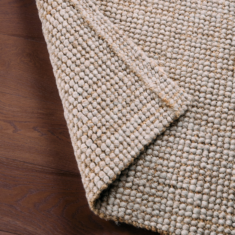 Tapis gris en peau de daim tissé à plat Brad / sable / gris fumé, Rectangulaire 2 pi x 3 pi