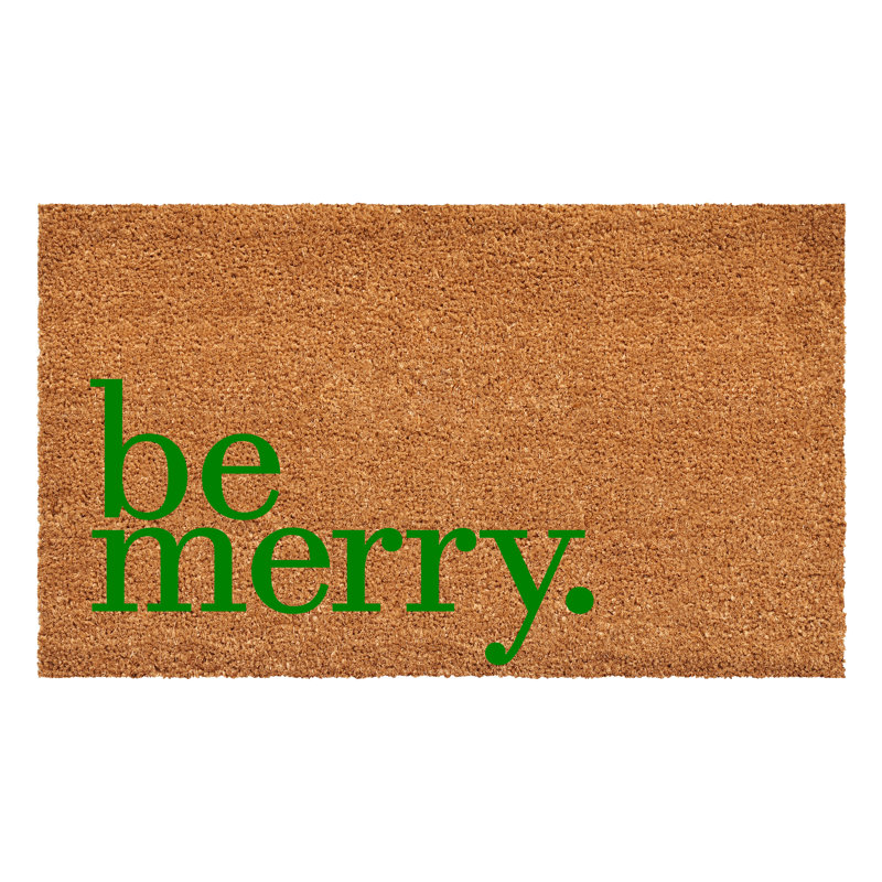 Green Coir Christmas Doormat with Vinyl Backing