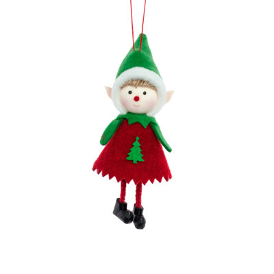 Ornement rouge Elf suspendu (paquet de 8)