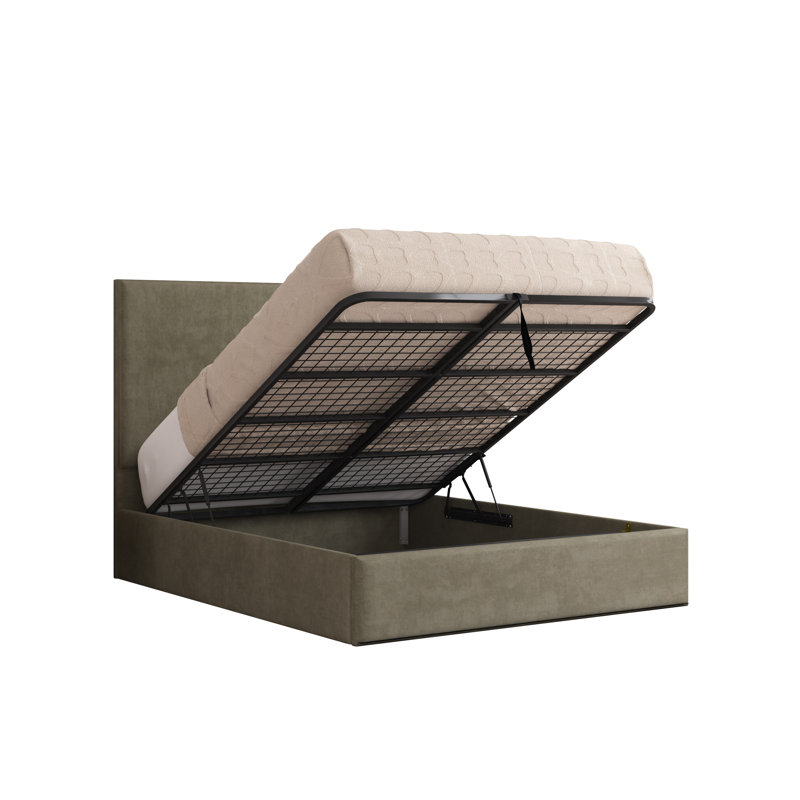 Bibian Upholstered Ottoman Storage Bed, Double (4'6), Asphalt